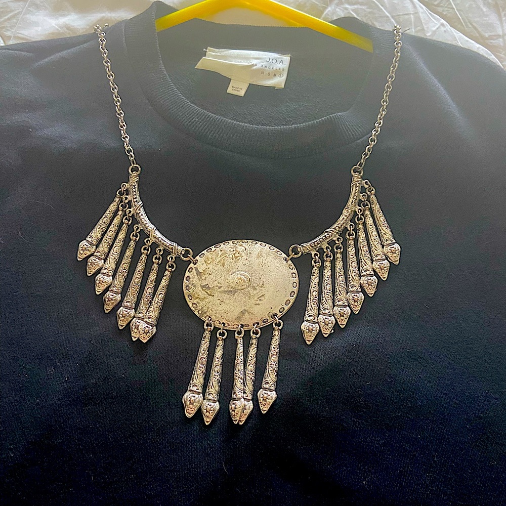 Silver handmade necklace, statement accessory ,imported